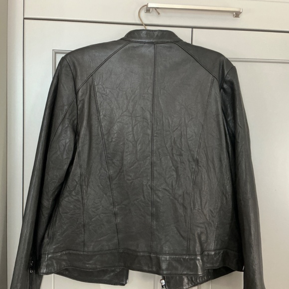 Women’s Cole Haan Black Leather Jacket xl - Picture 5 of 7